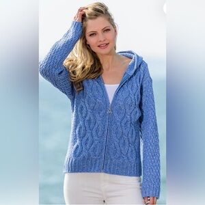 Irish Knit Hoodie with a Celtic Knot Zipper Pull from the Aran Sweater Market